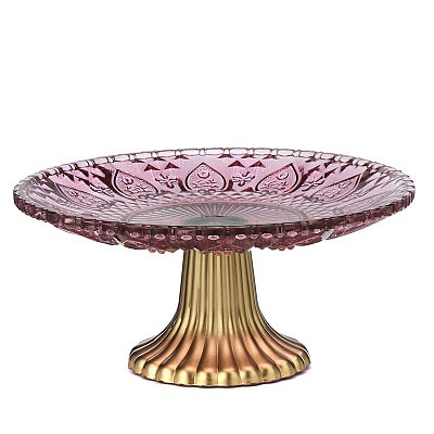ALZATA DALIA C/PIEDE DORATO D15 H10CM. BORDEAUX