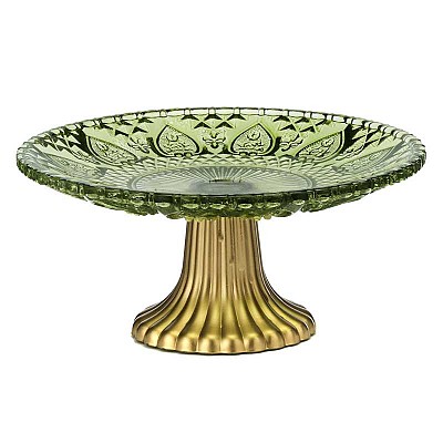 ALZATA DALIA C/PIEDE DORATO D15 H10CM. VERDE