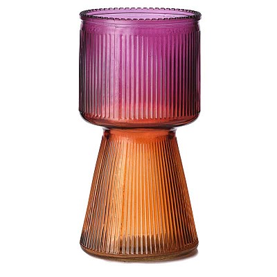 VASO STRIPED BICOL. D10 H19CM. BORDEAUX