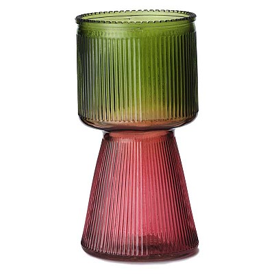 VASO STRIPED BICOL. D10 H19CM. VERDE