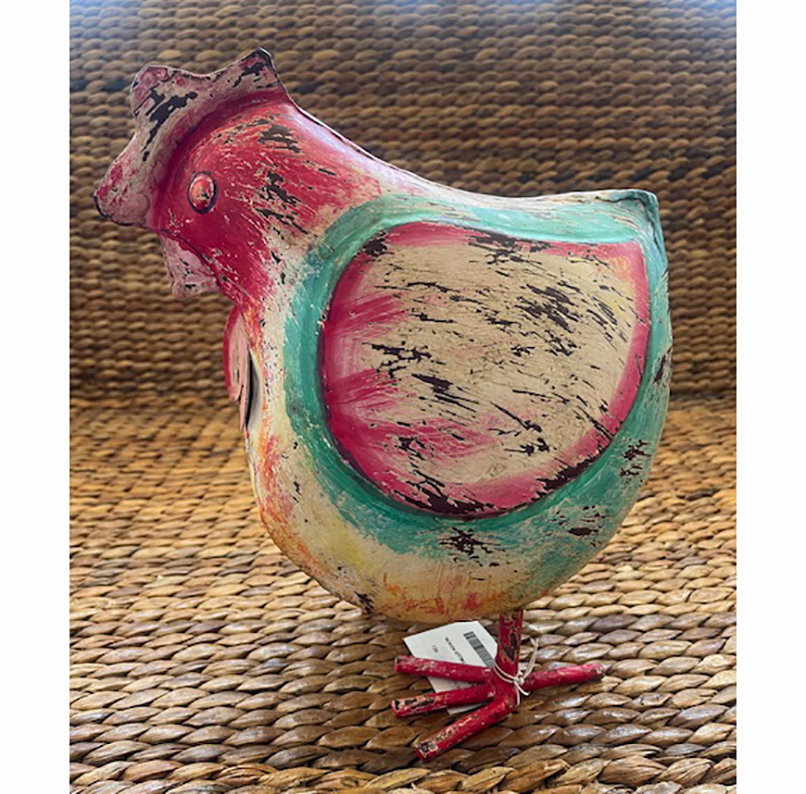 GALLINA METALLO H33CM. VERDE