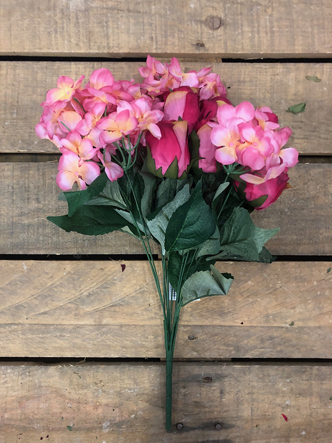 BUSH HYDRANGEA E BOCCIOLI X12 PNK