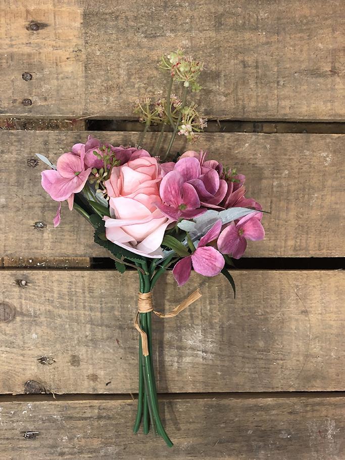 BUNDLE HYDRANGEA ROSE 36CM. DK PINK