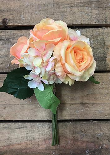 ROSE HYDRANGEA BUNDLE 9STELI 32CM. PEACH