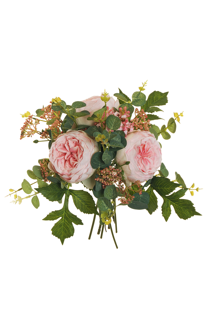 ROSE CABB.C/EUCALYP. BUNDLE 8STELI 33CM. ROSA
