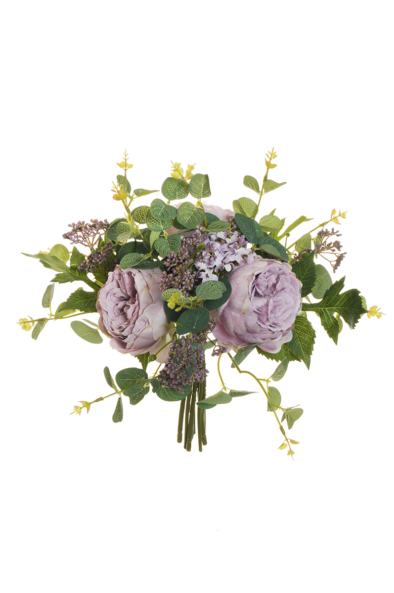 ROSE CABB.C/EUCALYP. BUNDLE 8STELI 33CM. LILLA