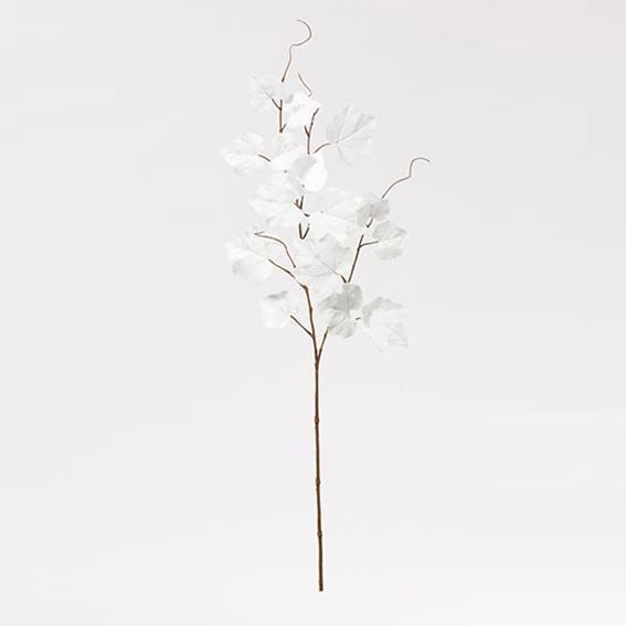 RAMO FOGLIE DI VITE VELLUTO 90CM. BIANCO