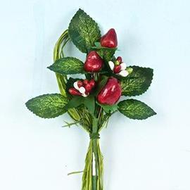 STRAWBER. W/RAFFIA 12PICK.