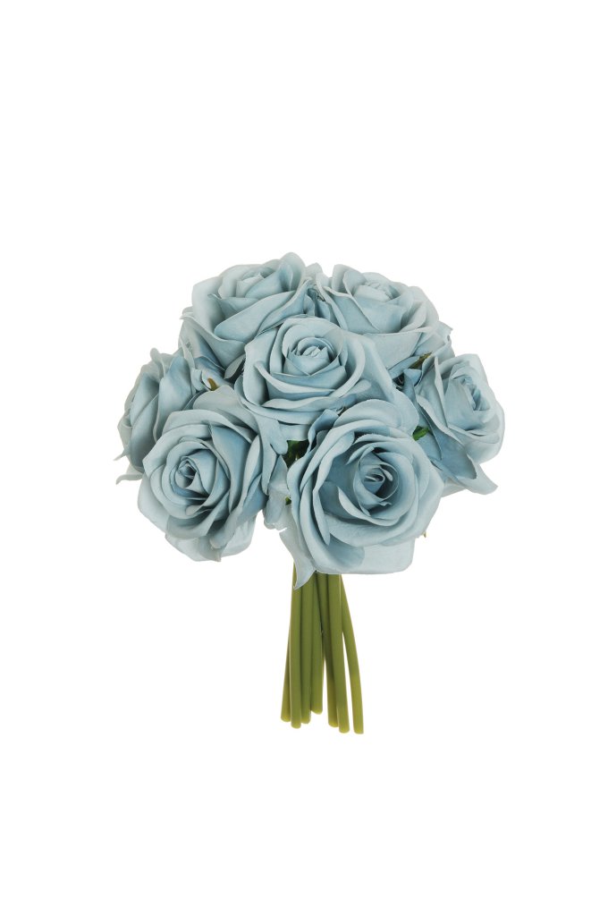 ROSE BRIDAL BUNDLE X9 D7,5 25CM. DUSTY BLUE