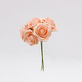 FOAM ROSE BUNCH MED. 6STELI PEACH
