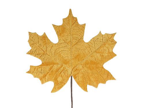 FOGLIE AUTUNNO VELVET 4PZ. D34CM. GIALLO
