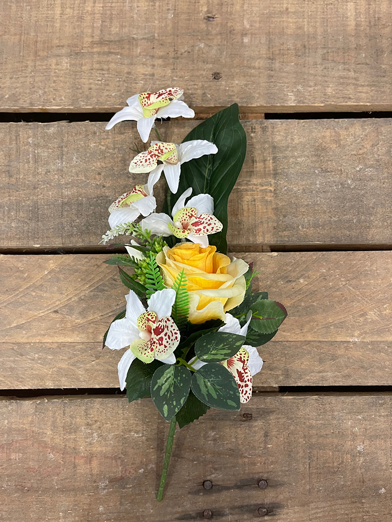FRONTALE ROSA E ORCHIDEA 40CM. GIALLO