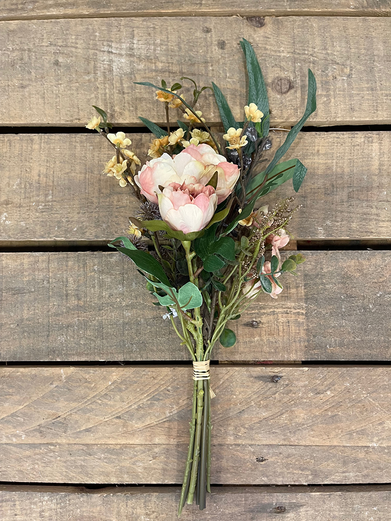 BUNDLE EUCALIPTUS PEONY 7STELI 55CM. YELL.