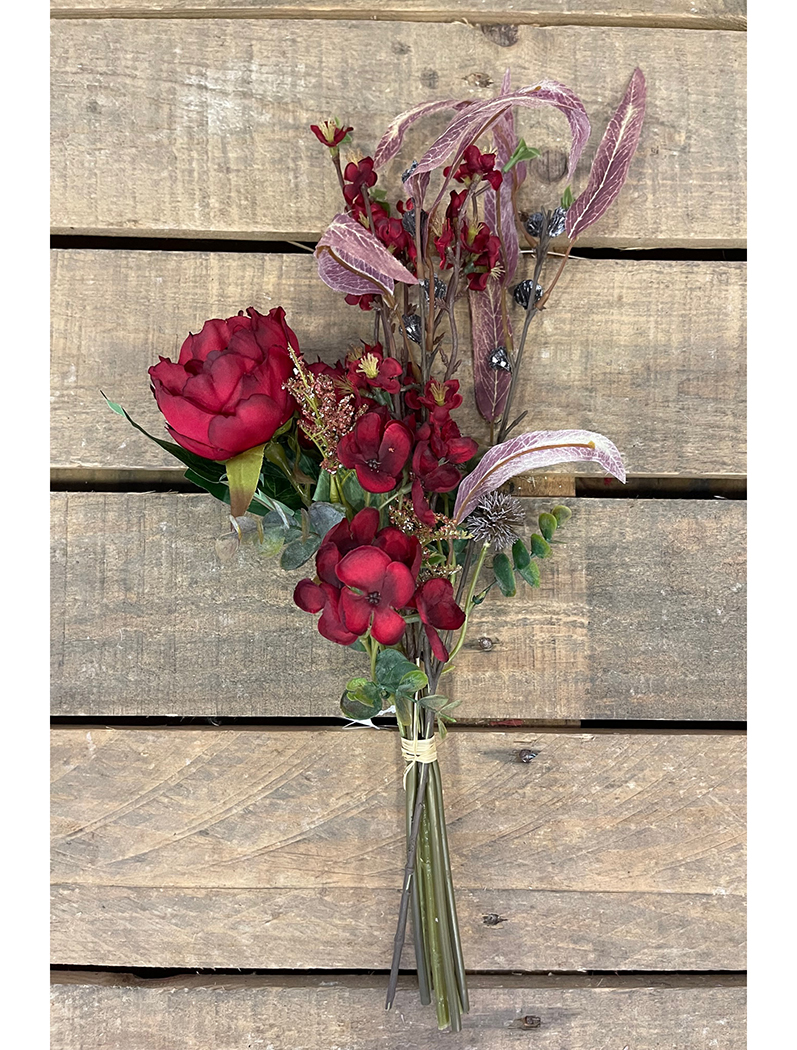 BUNDLE EUCALIPTUS PEONY 7STELI 55CM. RED