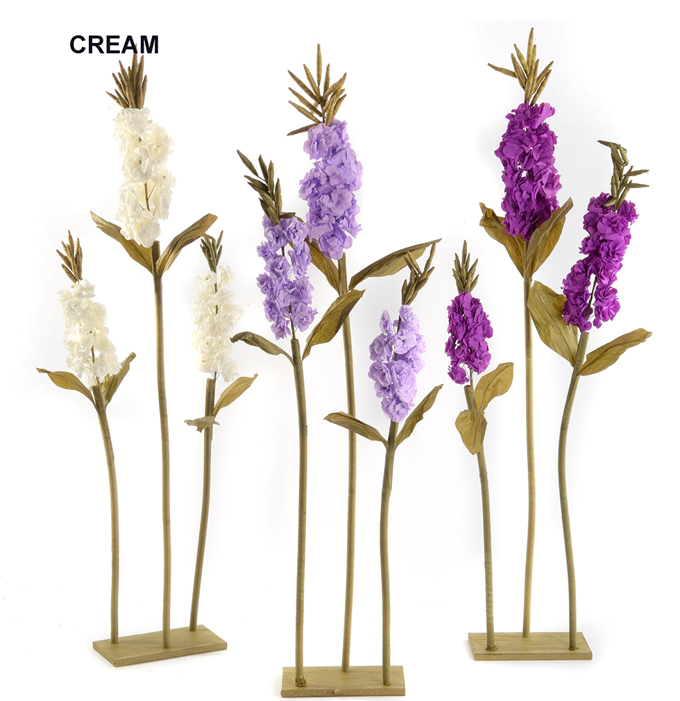 TRIO FIORI GIACINTO H88-110-140CM. BASE FERRO CREMA