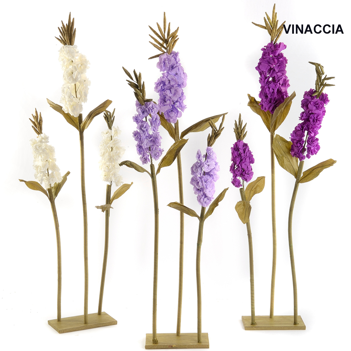 TRIO FIORI GIACINTO H88-110-140CM. BASE FERRO VINACCIA