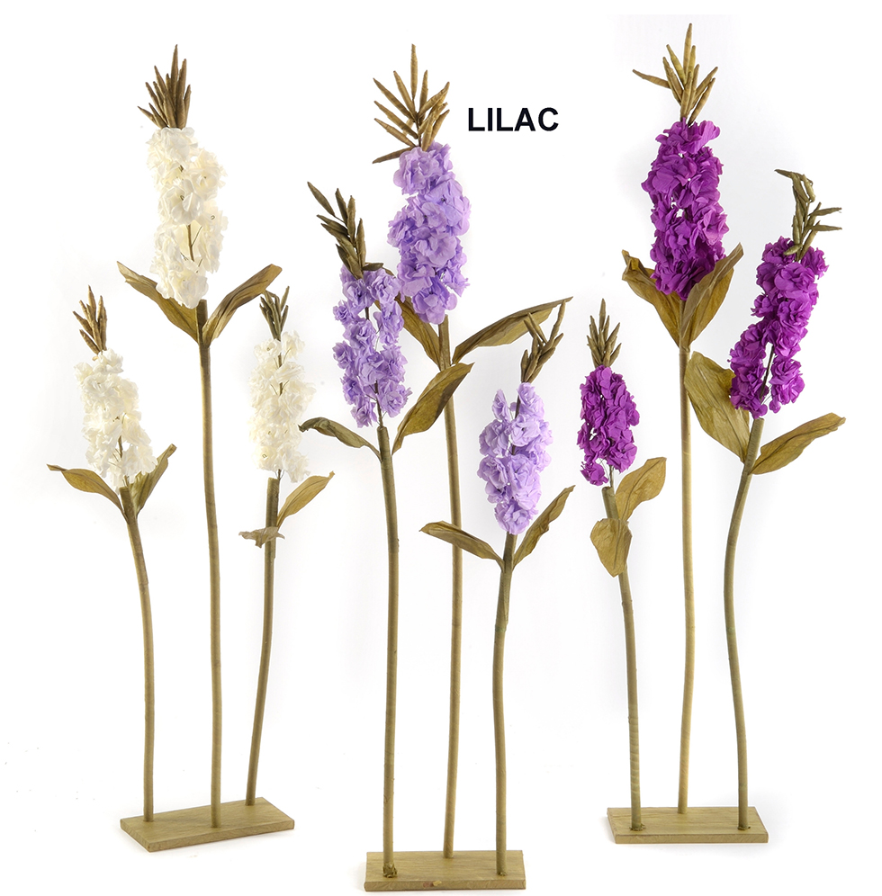 TRIO FIORI GIACINTO H88-110-140CM. BASE FERRO LILLA