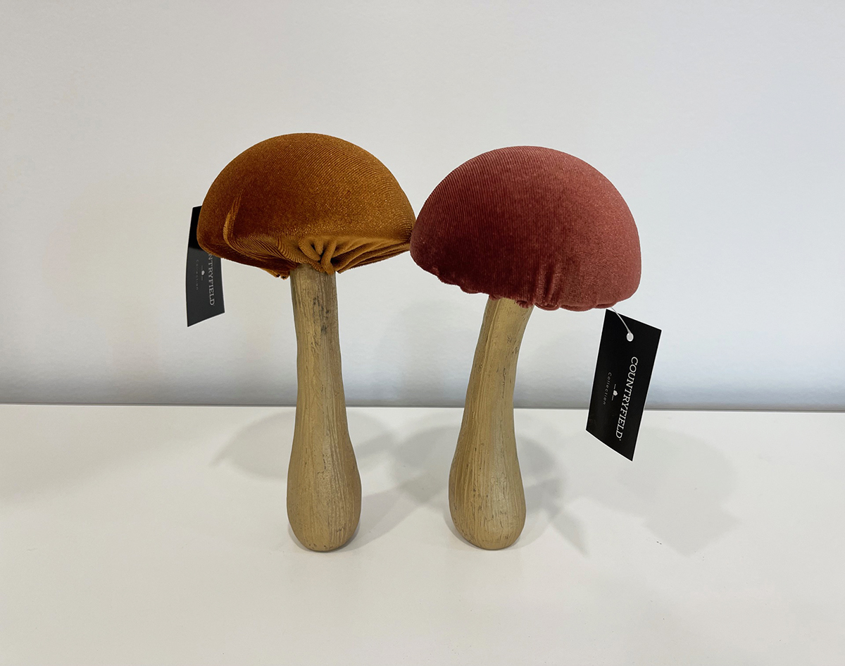 FUNGHI VELVET D10 H19CM. 2PZ. COL.ASS.