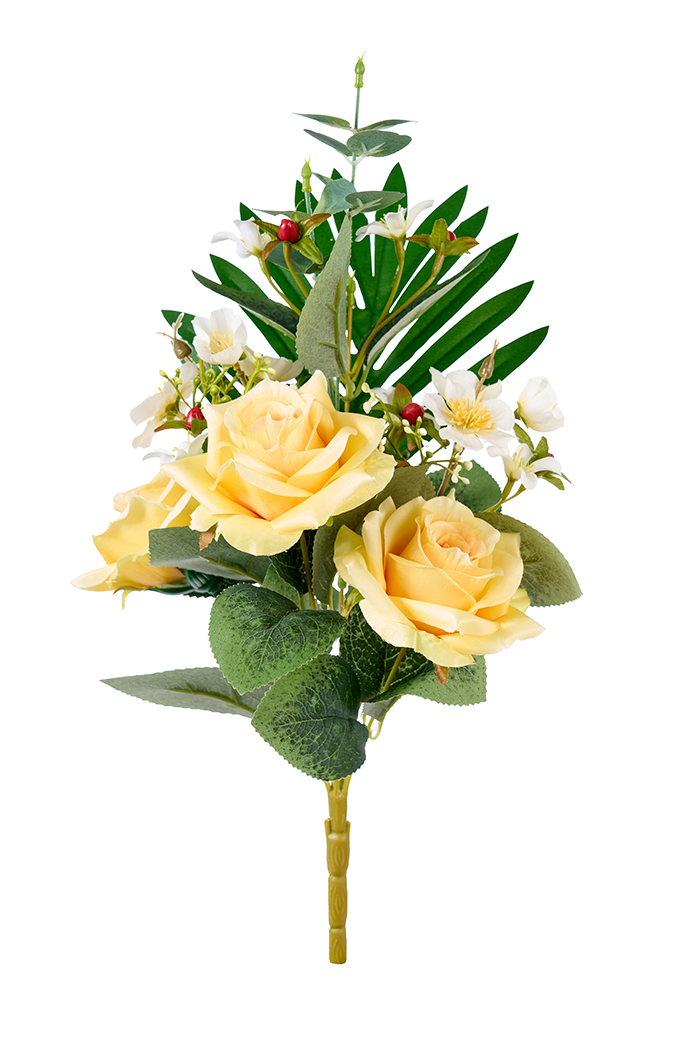 FRONTALE ROSE X3 40CM. GIALLO