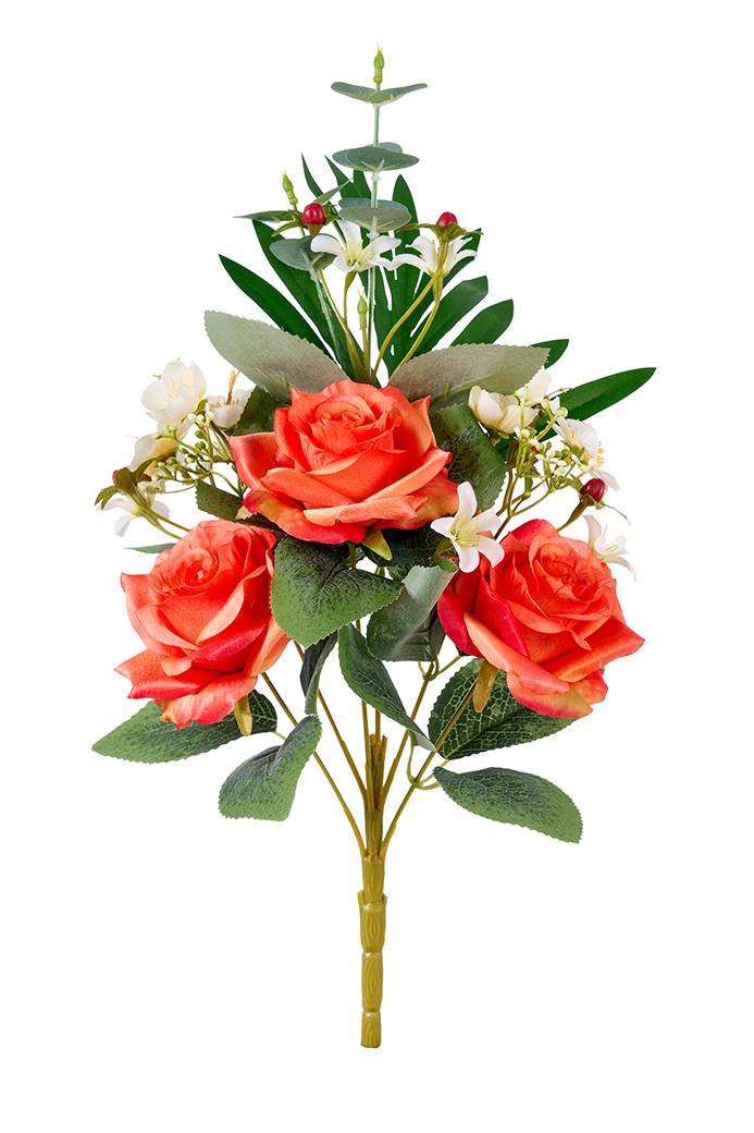 FRONTALE ROSE X3 40CM. ARANCIO