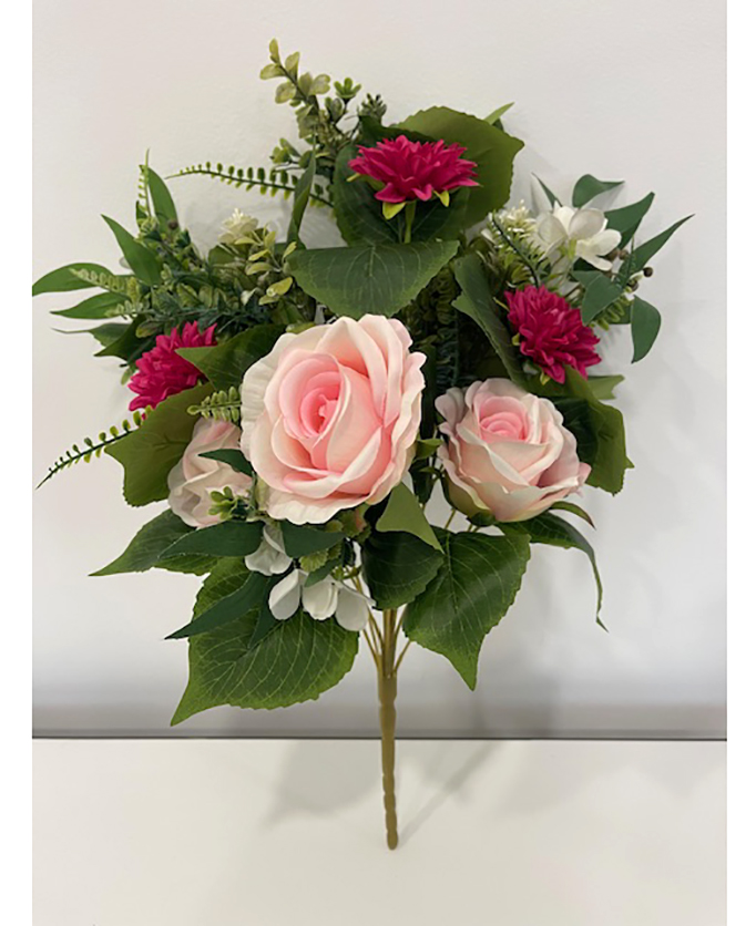 FRONTALE ROSE E DHALIA X14 60CM. ROSA