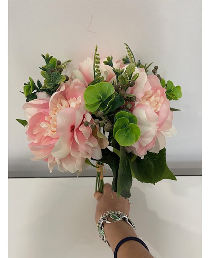 BOUQUET ROMANTIC X6 W/3 PEONY 30CM. ROSA CH.