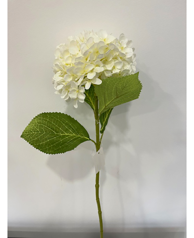 HYDRANGEA SPRAY C/4FOGLIE 65CM. BIANCO