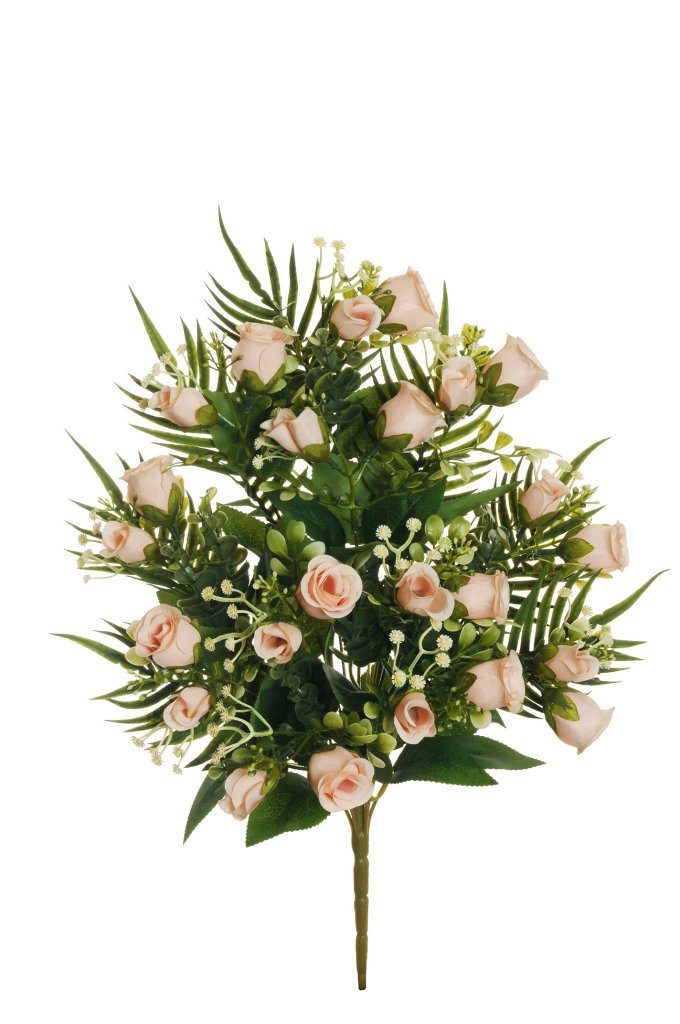 FRONTALE MINI ROSE, EUCALYP. GYPSO X12 50CM. SALM.