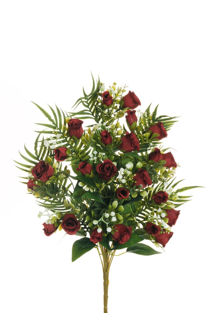 FRONTALE MINI ROSE, EUCALYP. GYPSO X12 50CM. ROSSO