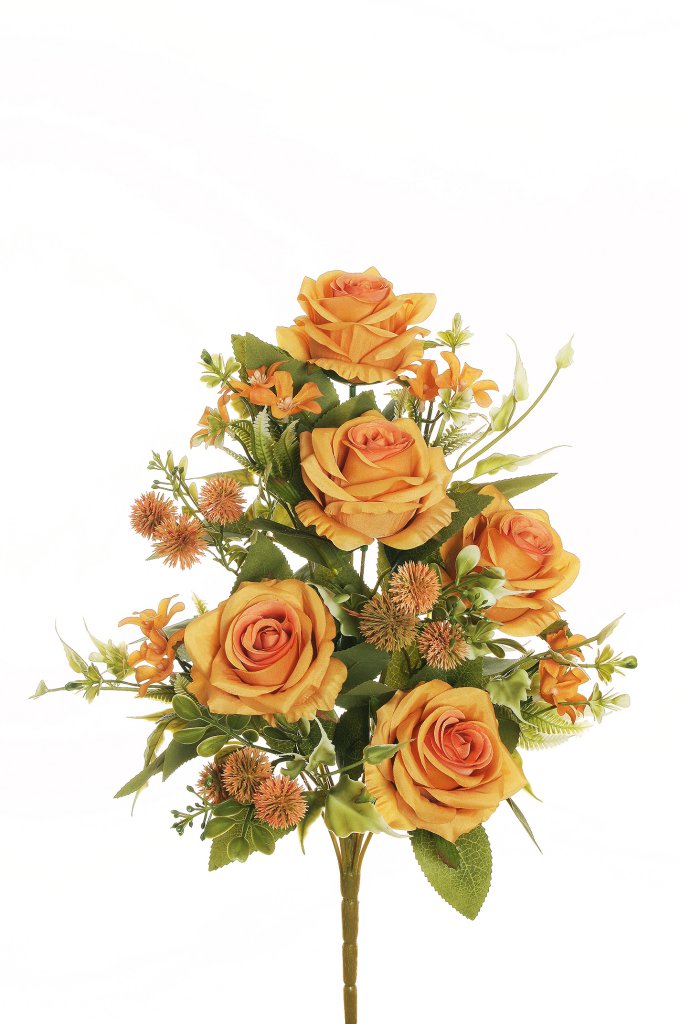 FRONTALE ECUADOR ROSE, THISTLE X12 44CM. ARANCIO