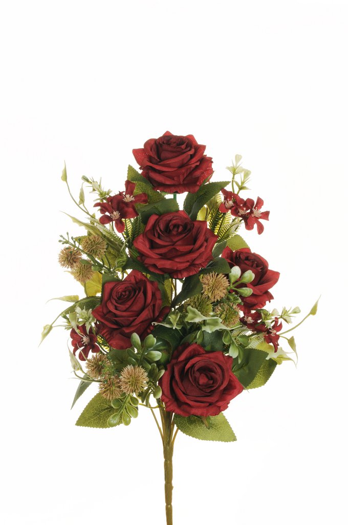 FRONTALE ECUADOR ROSE, THISTLE X12 44CM. ROSSO