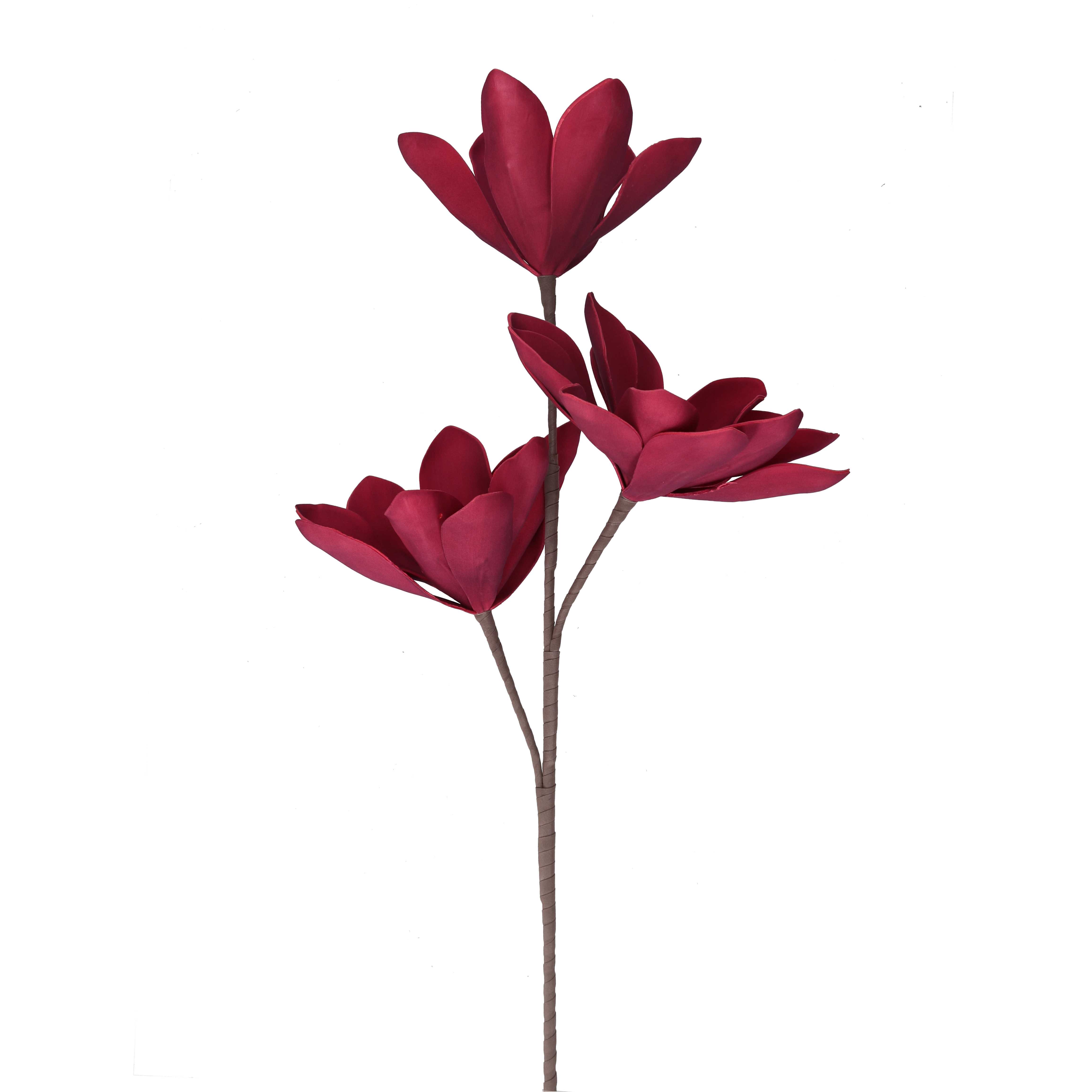 MAGNOLIA FOAM C/3FIORI H95CM. ROSSO