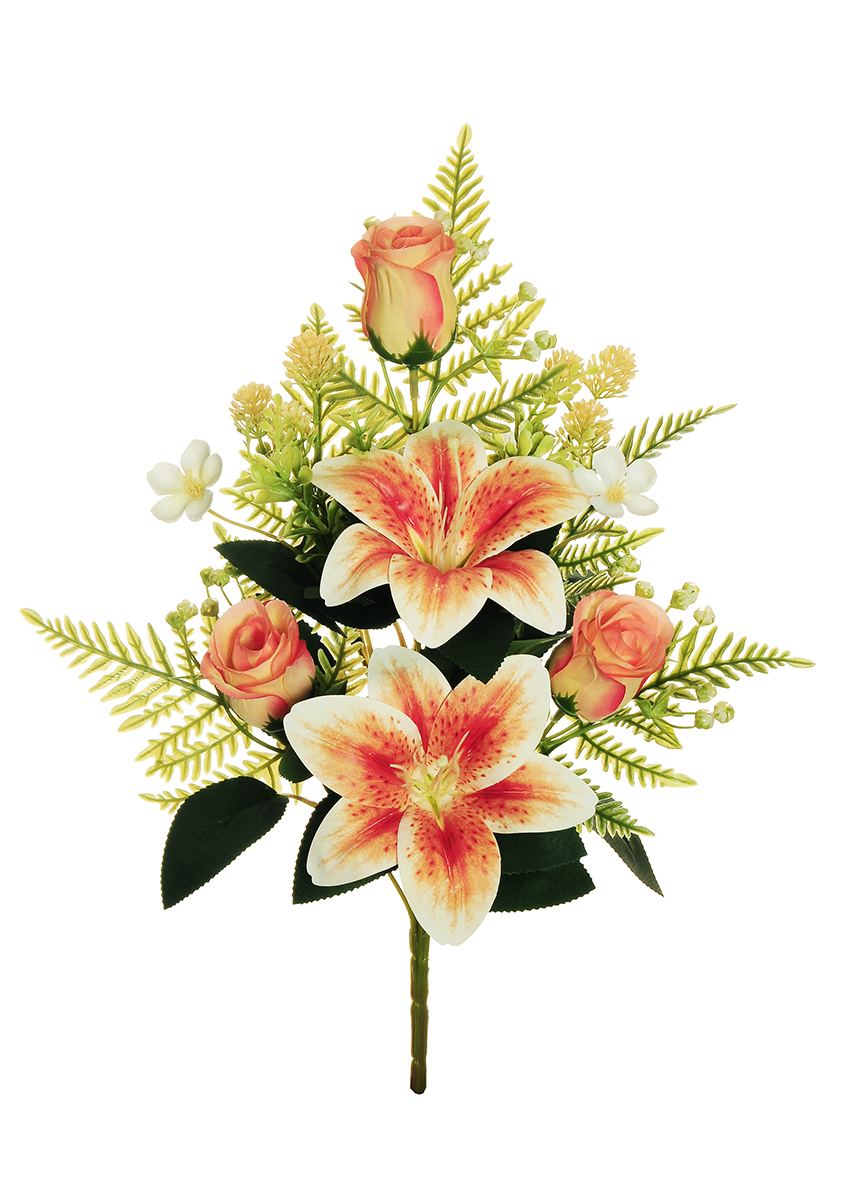 FRONTALE TIGER LILY, ROSE BUD,FELCE X7 42CM. ARANCIO