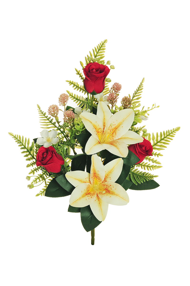FRONTALE TIGER LILY, ROSE BUD,FELCE X7 42CM. ROSSO