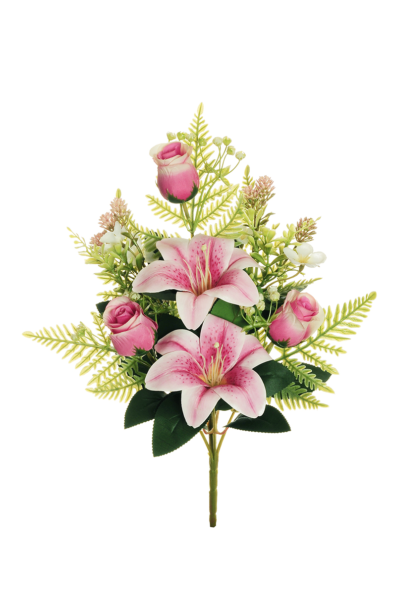 FRONTALE TIGER LILY, ROSE BUD,FELCE X7 42CM. ROSA
