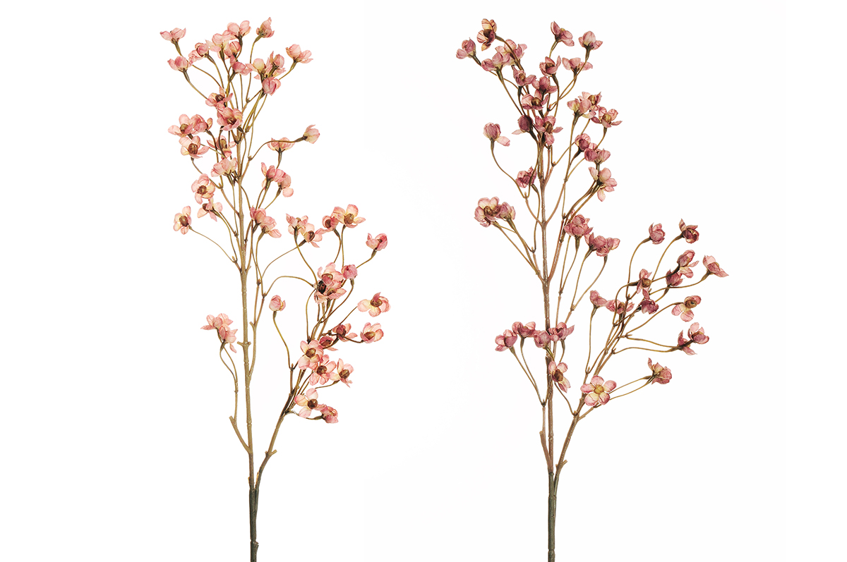 WAX FLOWER SPRAY 93CM. 2PZ. ROSA ANT. +LILLAC