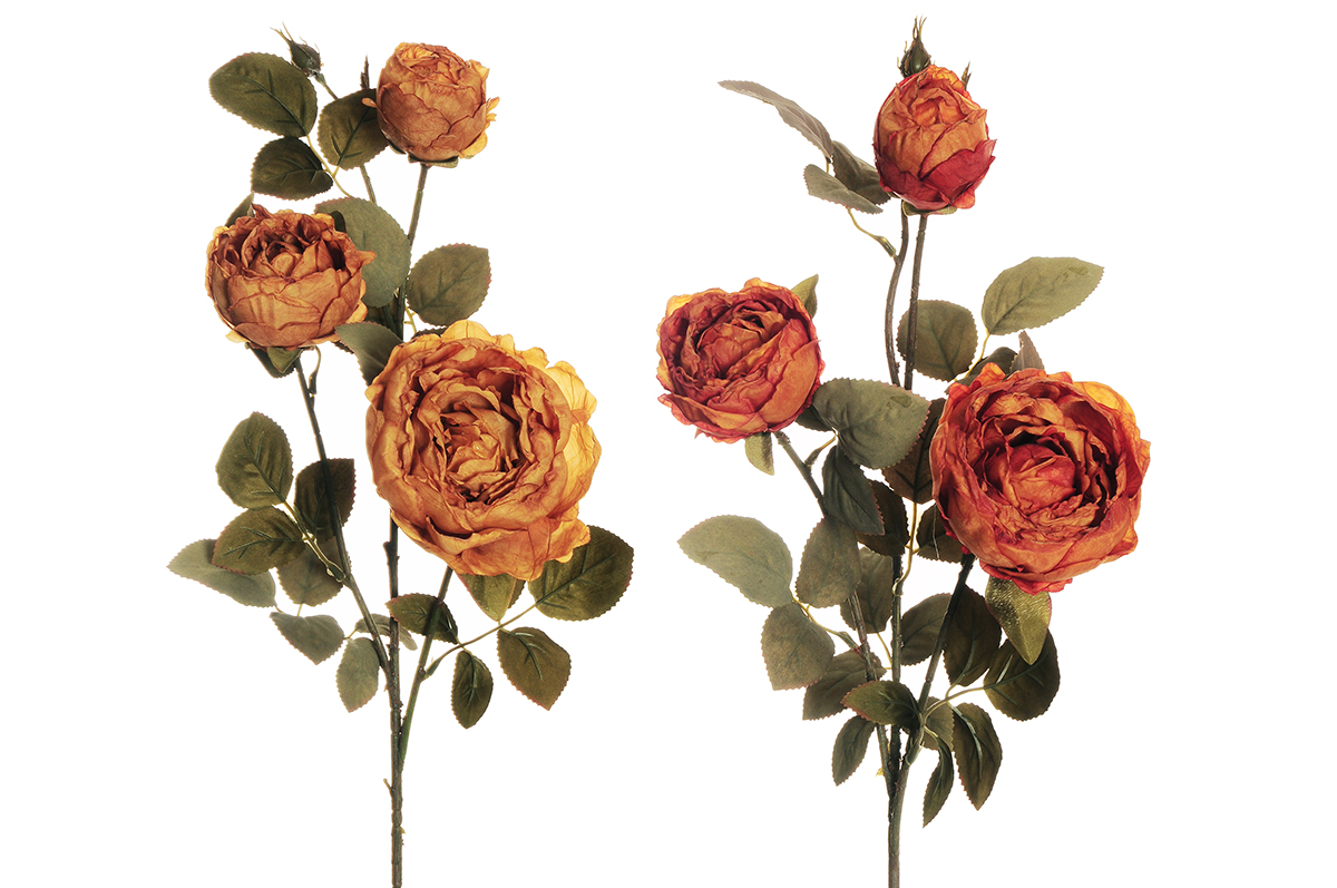 AUSTIN ROSE SPRAY X3 78CM. 2PZ. ARANCIO +SENAPE