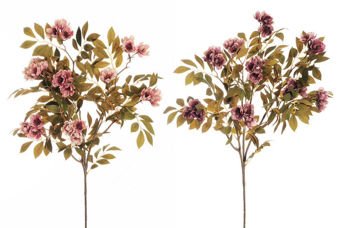 RAMO MAHONIA X3 110CM. 2PZ. ROSA ANT. +LILLA