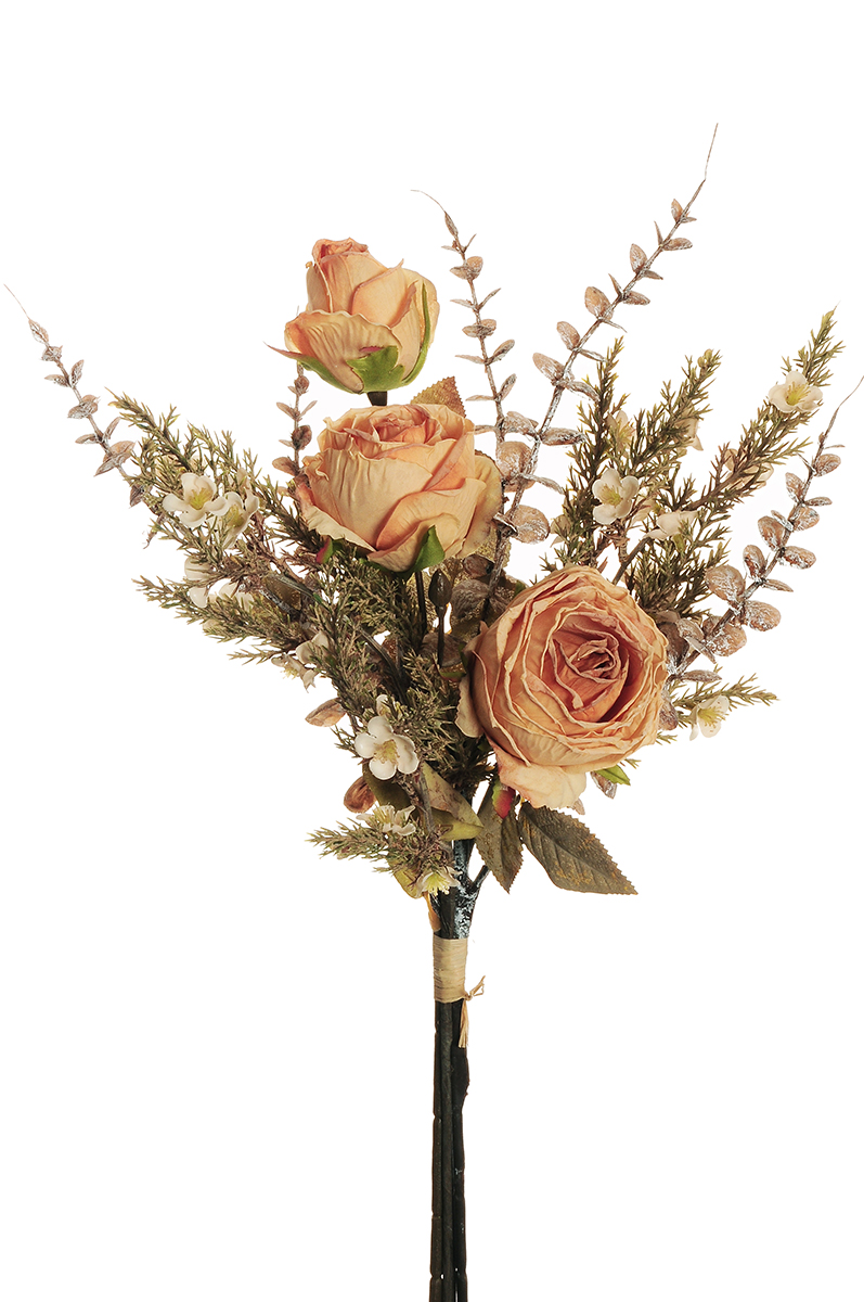 ROSE DRY-LOOK, EUCALYP. BUNDLE X4 58CM. SALM.