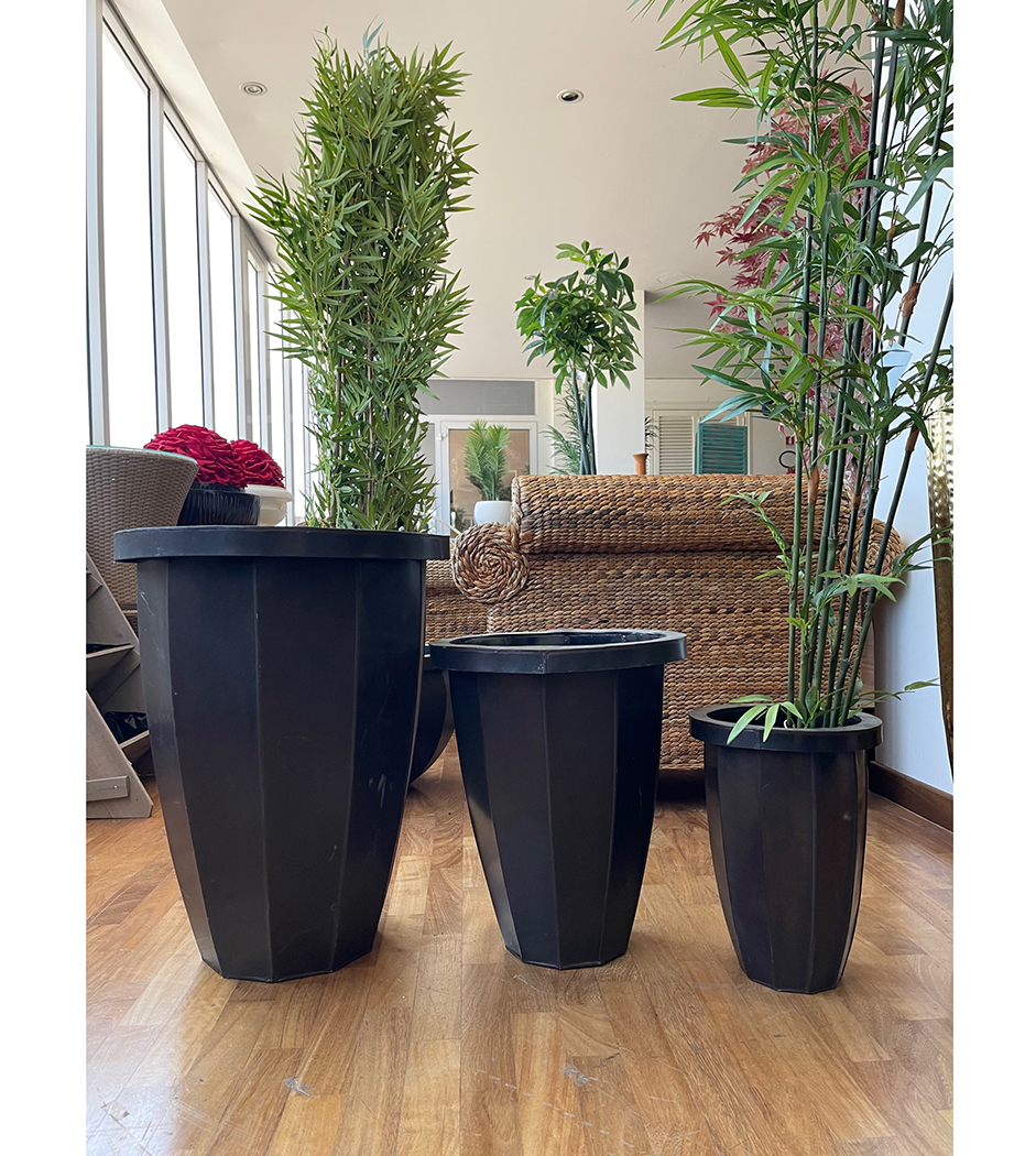 S/3 POT MARBLE H.35-45-61 METAL COPP