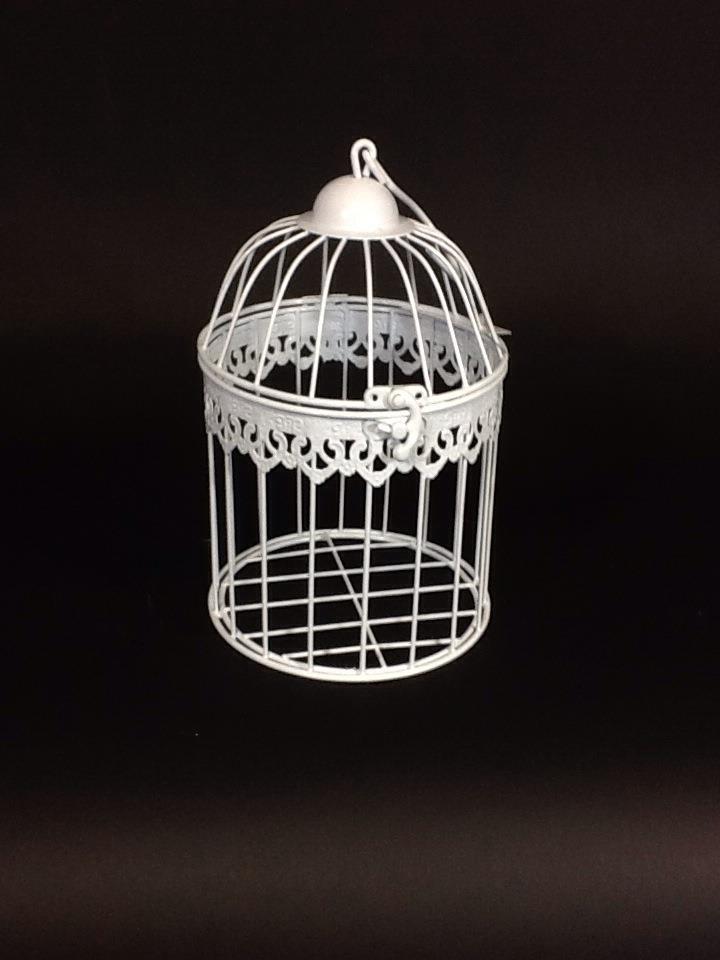 GABBIA TONDA H24 D15CM.  BIANCO