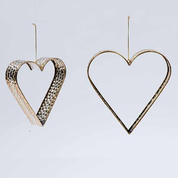 CUORI MET.S/2PZ.GR.H24 23X6 P.H20 19X5CM.ORO