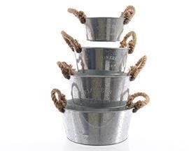 PLANT.ZINC RND W/JUTE S/4PZ.H11-10-8-7 D25-22-19-16CM.