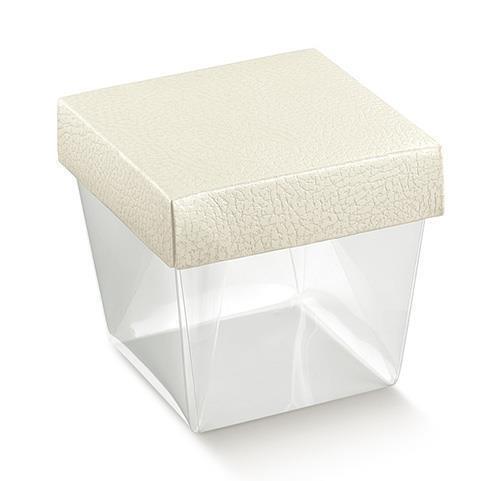 COPPETTA 6X6X8CM. C/COP. PELLE BIANCA