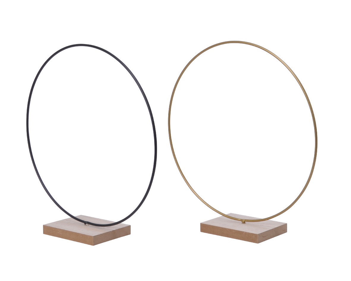 ANELLO MET. BASE LEGNO D30 2PZ.ORO E NERO