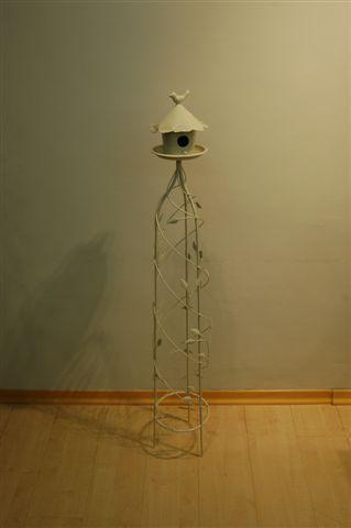 CASETTA PER UCCELLINI H132CM. MET.CREMA