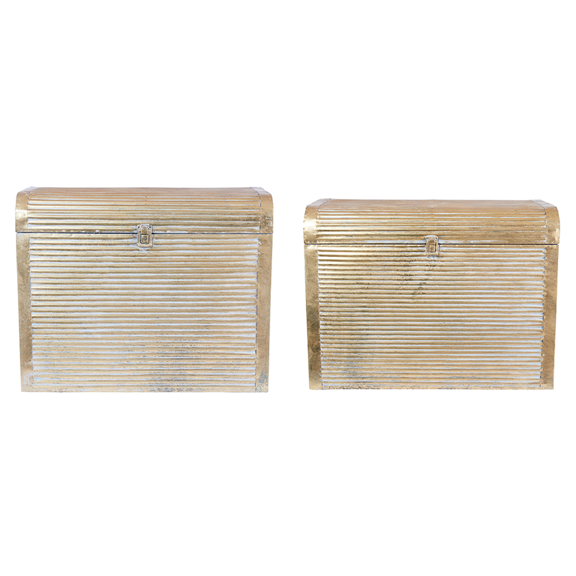 BAULI MET.S/2PZ. 42,5X21 H34 50X26 H37,5CM. ORO