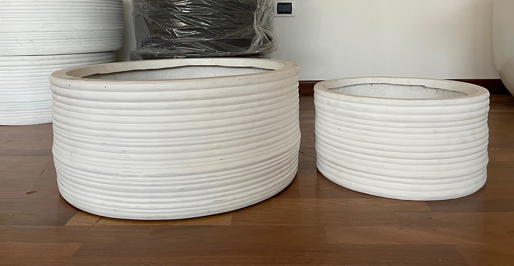 PORTAPIANTA POLYRES. S/2PZ. H25-20CM. BIANCO