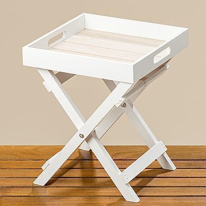 TAVOLINO C/VASSOIO LEGNO H36CM. BIANCO