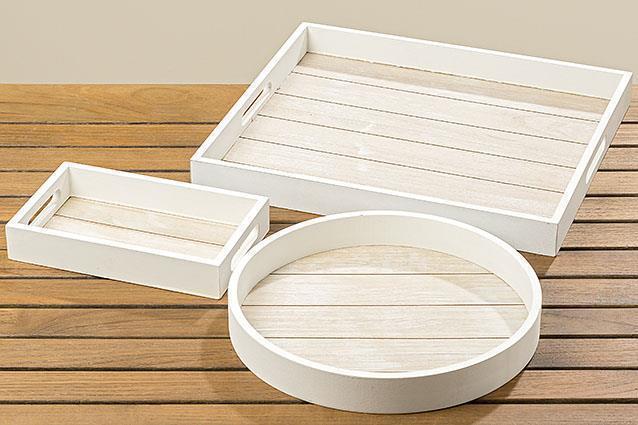 VASSOI LEGNO 3 FORME S/3PZ. BIANCO
